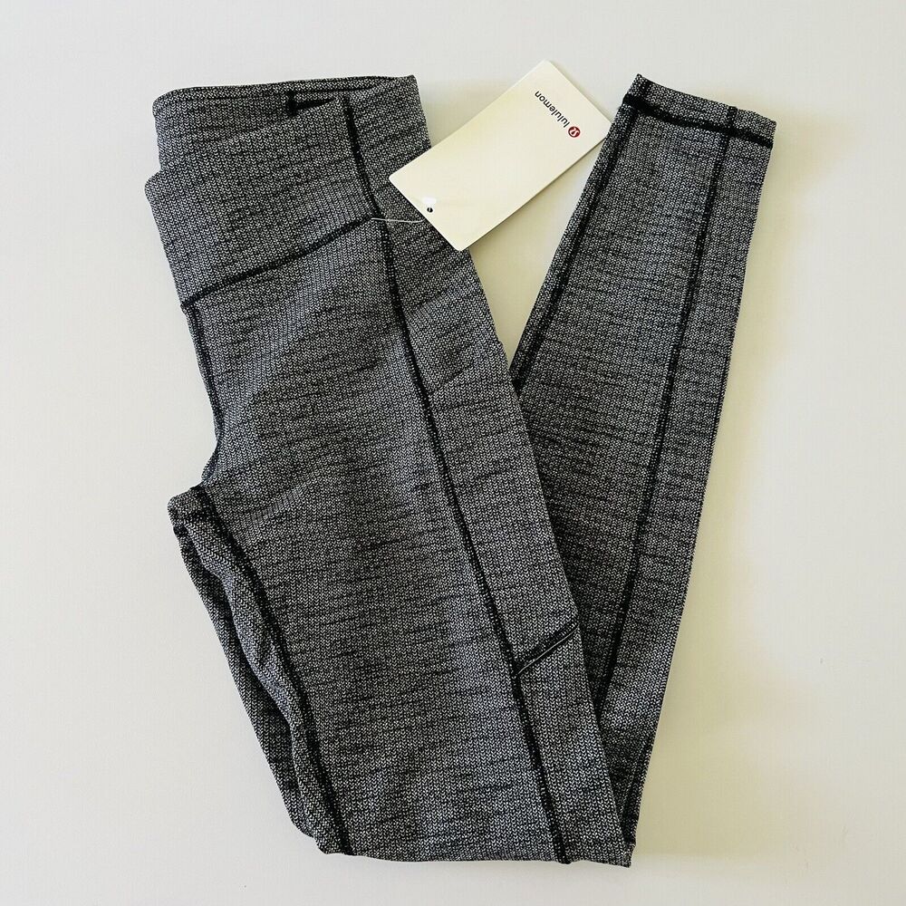 LULULEMON ATHLETICA Knit Heathered Black Speed Up MR Tight 28" Leggings - US 6